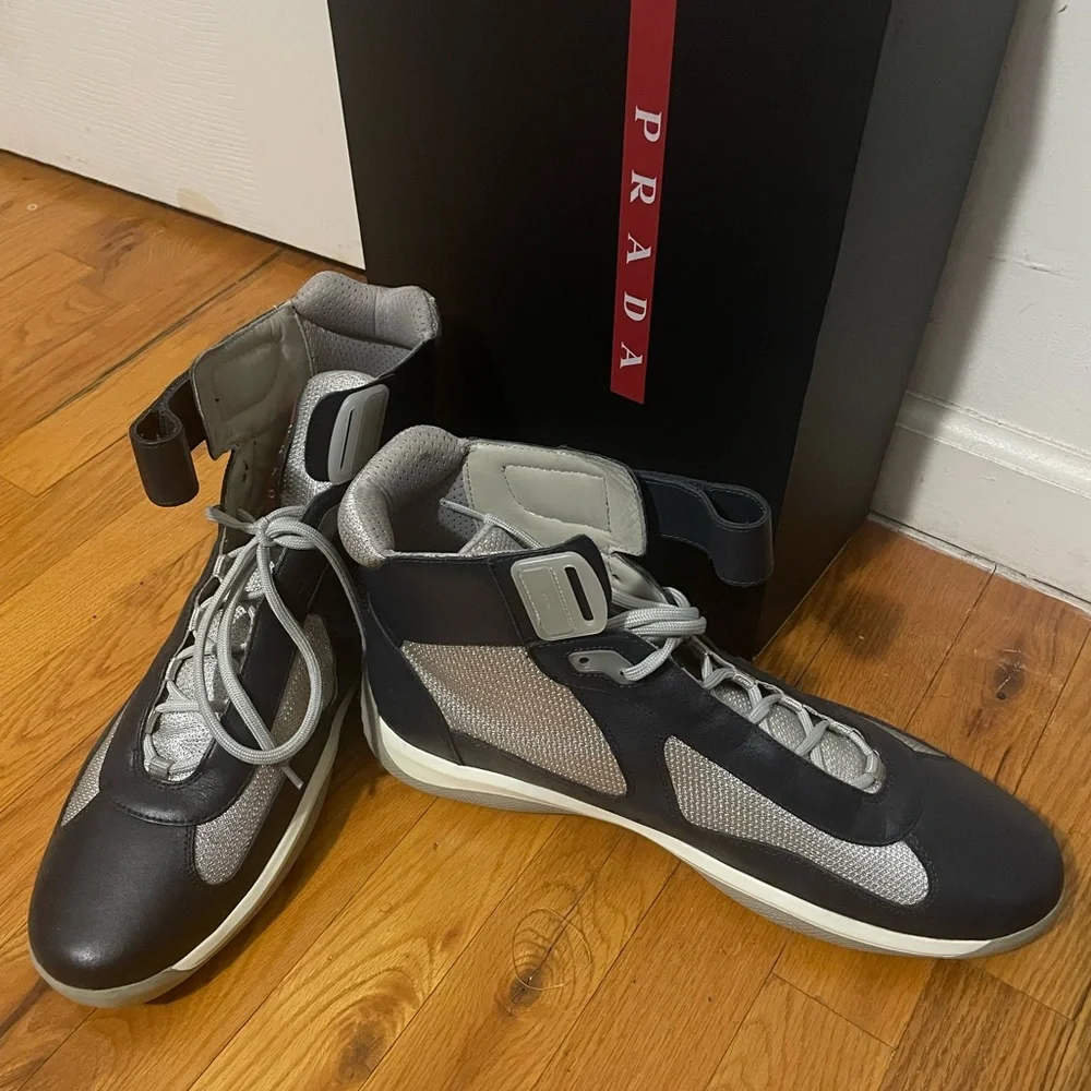 PRADA Black and Gray High-Top Mens Sneaker - Picture 5 of 5